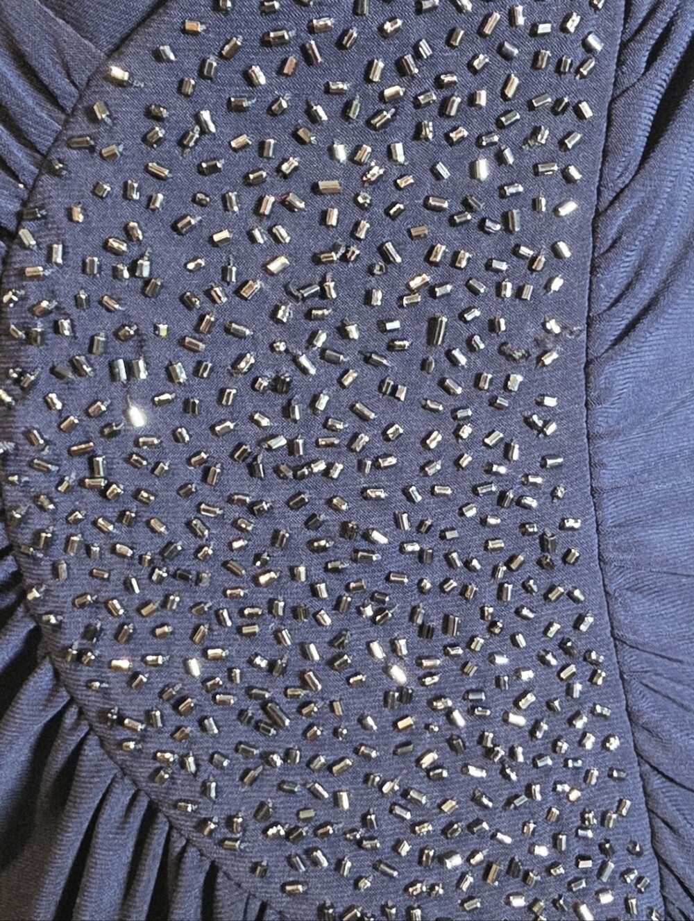 512g Laundry by Shelli Segal Navy Blue Ruched Embellished Formal Evening Gown 12 - Picture 6 of 6
